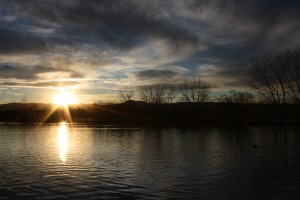 Sun Setting Over Lake - Free High Resolution Photo