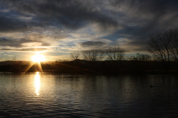 Sun Setting Over Lake - Free High Resolution Photo