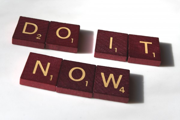 Do It Now - Free High resolution photo of Scrabble Letter tiles spelling out the phrase: Do It Now