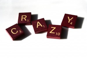 Crazy - free high resolution photo of Scrabble letter tiles spelling the word crazy