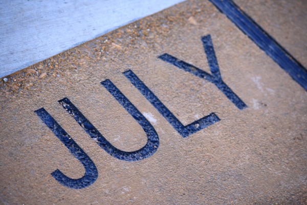 July - Free high resolution photo of the word July - part of a sidewalk solar calendar