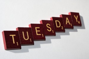 Tuesday - Free high resolution photo of Scrabble letter tiles spelling Tuesday