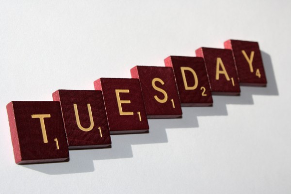 Tuesday - Free high resolution photo of Scrabble letter tiles spelling Tuesday