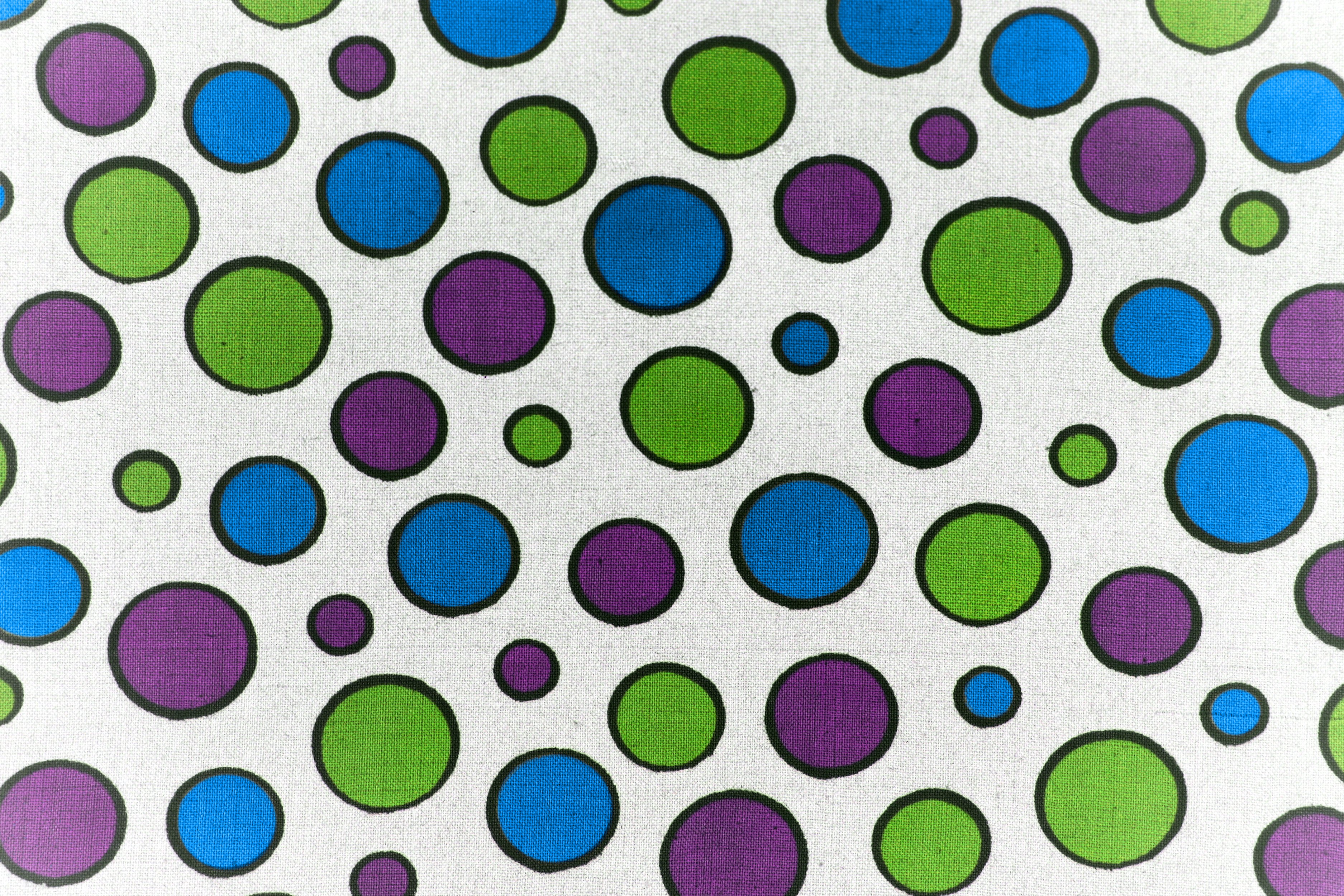 White Fabric with Purple, Green and Blue Dots Texture Picture