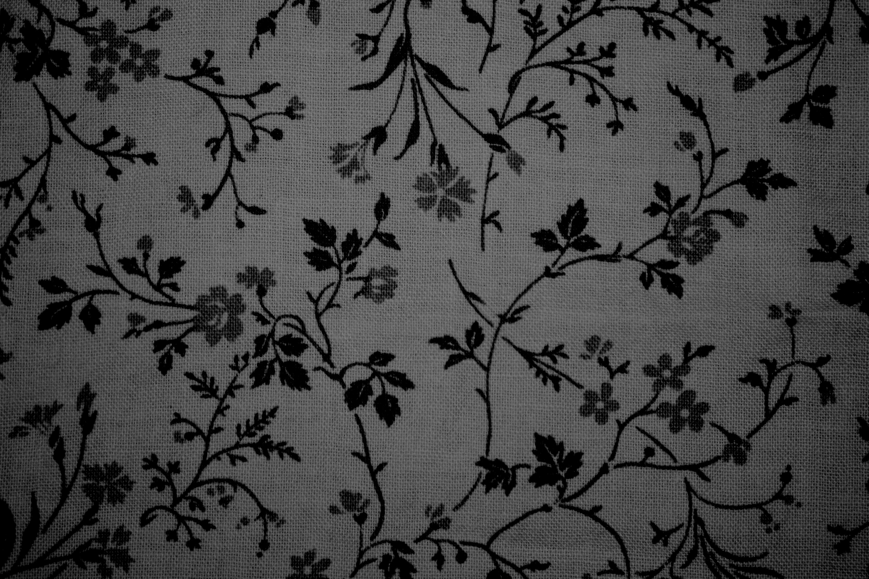 Black on Gray Floral Print Fabric Texture Picture, Free Photograph