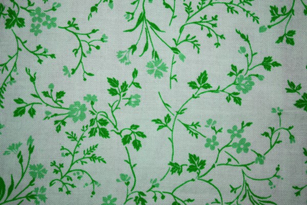Green on White Floral Print Fabric Texture - Free High Resolution Photo