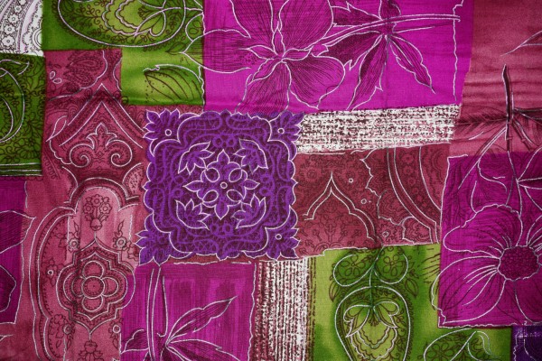 Magenta, Green and Purple Patchwork Fabric Texture - Free High Resolution Photo