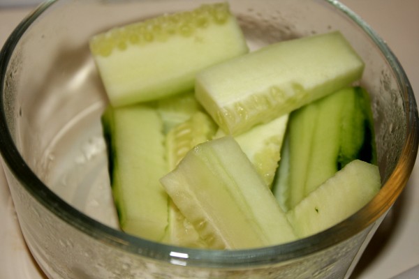 Cut Cucumber Pieces in Glass Bowl - Free High Resolution Photo