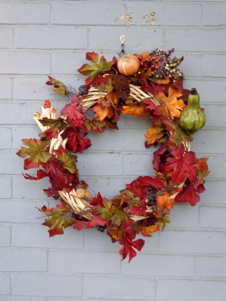 Autumn Wreath with Gourdes Berries and Fall Leaves - Free High Resolution Photo