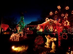 Christmas Lights Yard full of Holiday Decorations - Free High Resolution Photo