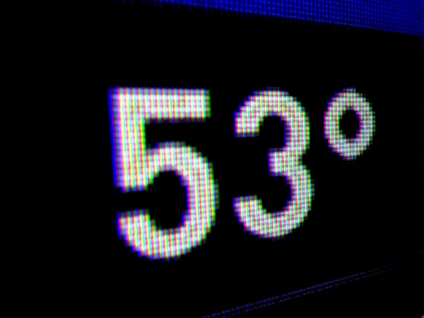 53 Degrees - Digital Temperature Display reading Fifty Three Degrees - Free High Resolution Photo