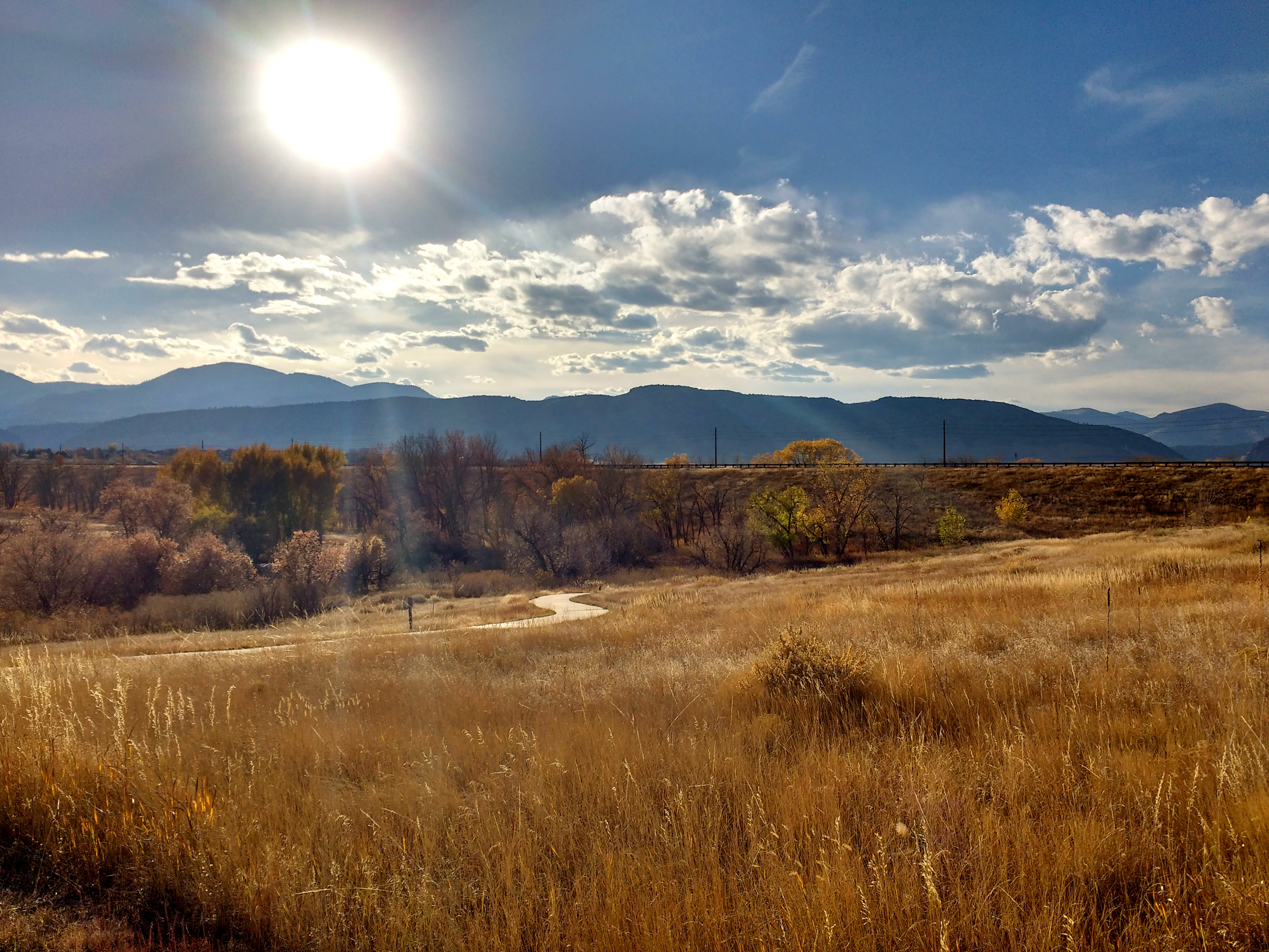 Autumn Sun over Prairie and Mountain Landscape Picture | Free