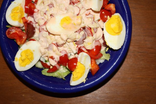 Salad with Hard Boiled Eggs and Thousand Island Dressing - Free High Resolution Photo