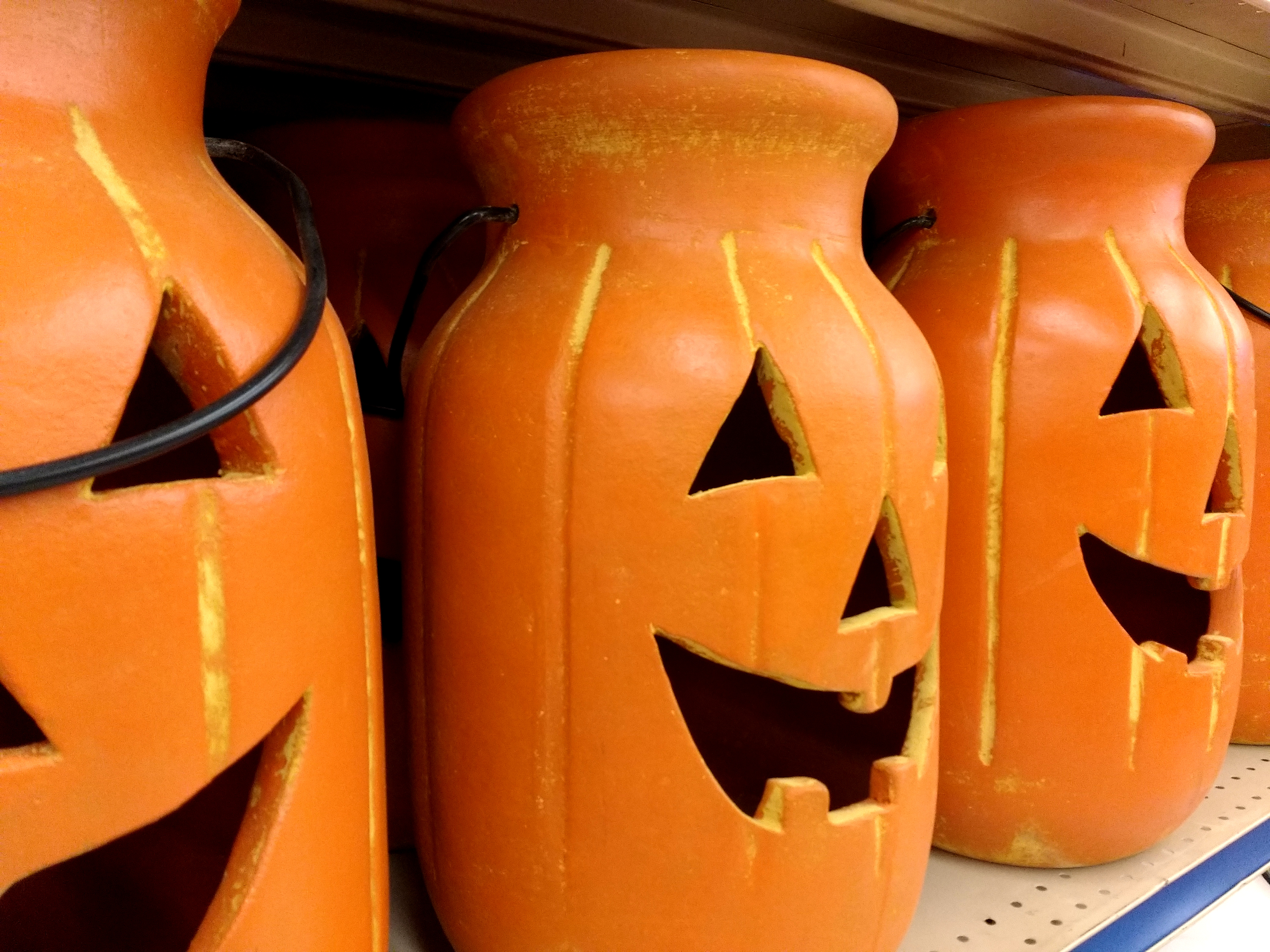 Ceramic Jack-o-Lantern Jugs.