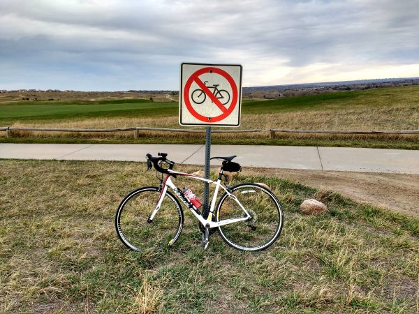 Bicycle Leaning Against No Bikes Sign - Free High Resolution Photo 